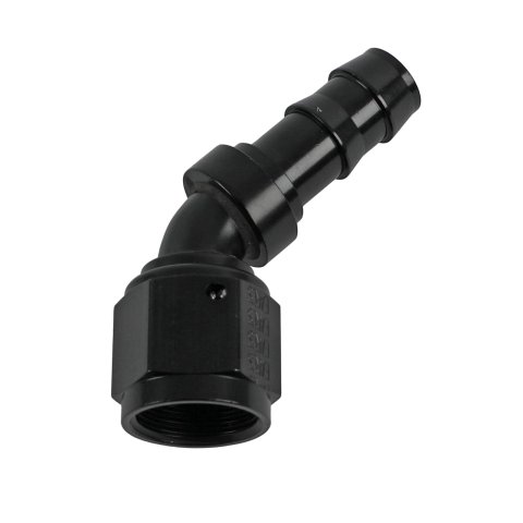 Earl's Performance Super Stock Hose Ends AT704609ERL Fitting, End, Stock, 45 Degree, Aluminum, Black Anodized, -8 AN Male, -8 AN Female, Each