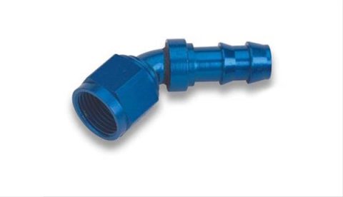 Earl's Performance Super Stock Hose Ends 704609ERL Fitting, End, Stock, 45 Degree, -8 AN to Female -8 AN, Aluminum, Blue, Each