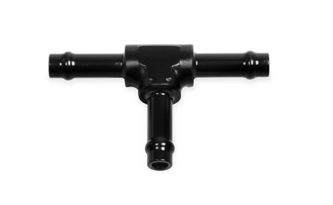Earl's Performance Vapor Guard Tee Adapter Fittings 782405ERL Fitting, Adapter, Swivel, 5/16 in. Hose Barb, Aluminum, Black Anodized, Each