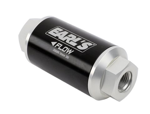 Earl's Performance Inline 10 Microns Fuel Filter with -6 AN Inlet Size 230606ERL Filter, Inline, microns, Black Housing, Cellulose Depth Element, O-ring, Female Threads