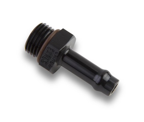 Earl's Performance Vapor Guard Hose Ends 785056ERL End, Guard, Straight, 5/16 in. Size, Socketless Barb, 9/16-18 in. Male O-ring, Aluminum, Black