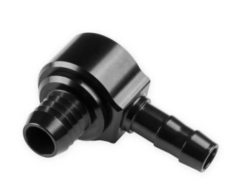 Earl's Performance Brake Booster Check Valves AT252008ERL Valve, 90 Degree, 6061-T6 Billet Aluminum, Black, 1/2 in. Hose Barbs, Fits 13/16 in. O.D. Grommet on Booster, Each