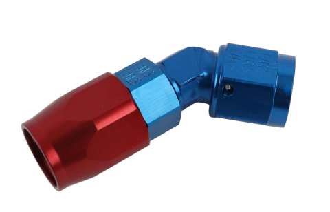 Earl's Performance Swivel-Seal Hose Ends 804506ERL Fitting, End, Swivel-Seal, 45 Degree, -6 AN to Female -6 AN, Aluminum, Red/Blue, Each