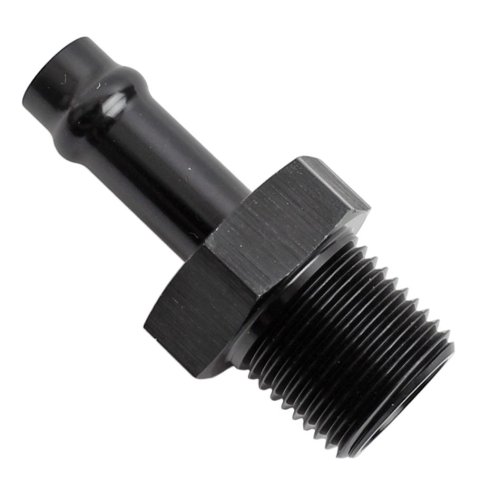 Earl's Performance Vapor Guard Hose Ends 781666ERL Ends, Guard, Socketless Barb, Straight, 3/8 in. Size, Aluminum, Black Anodized, 3/8 in. NPT Adapter Size, Male Threads, Each