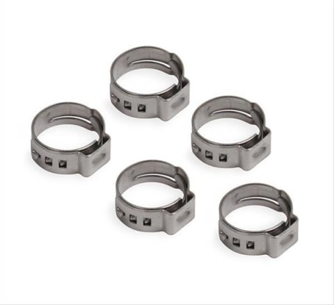 Earl's Performance Vapor Guard Hose Clamps 750010ERL Clamps, Guard, 0.625 in. Minimum, 0.625 in. Maximum, Crimp, Stainless Steel, Natural, Set of 5