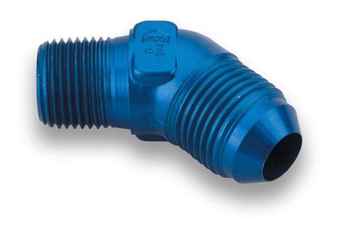 Earl's Performance AN to NPT Adapter Fittings 982304ERL Fitting, Adapter, NPT, 45 Degree, Aluminum, Blue Anodized, -4 AN, 1/8 in. NPT, Each