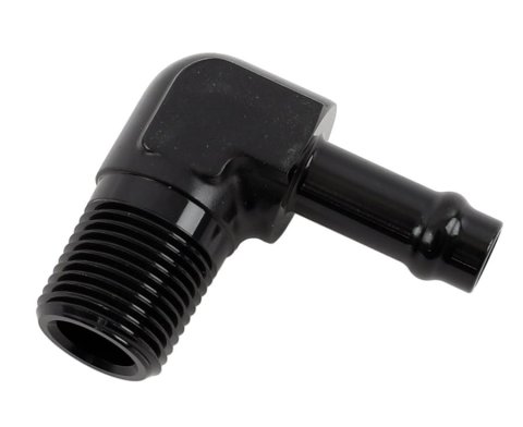 Earl's Performance Vapor Guard Hose Ends 782266ERL Ends, Guard, Socketless Barb, 90 degree, 3/8 in. Size, Aluminum, Black Anodized, 3/8 in. NPT Adapter Size, Male Threads, Each
