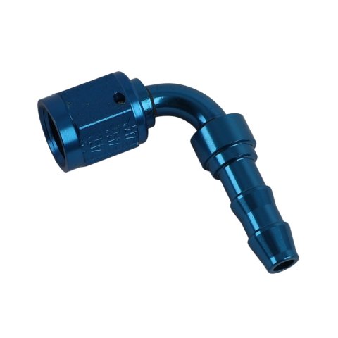 Earl's Performance Super Stock Hose Ends 709145ERL Fitting, End, Stock, 90 Degree, -4 AN to Female -4 AN, Aluminum, Blue, Each