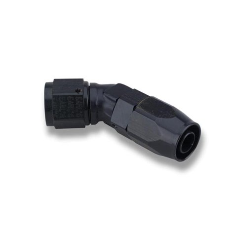 Earl's Performance Swivel-Seal Hose Ends AT804506ERL Fitting, End, Swivel-Seal, 45 Degree Low Profile, -6 AN to Female -6 AN, Aluminum, Black