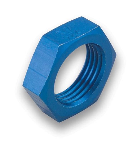Earl's Performance Bulkhead Nuts 992408ERL Fitting, Nut, -8 AN, Aluminum, Blue Anodized, Each