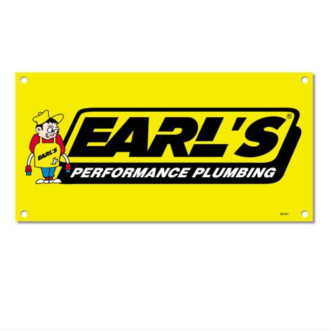 Earl's Performance Banners 36-341 Banner, Vinyl, Yellow, Plumbing Logo, 18 in. Width, 36 in. Length, Each