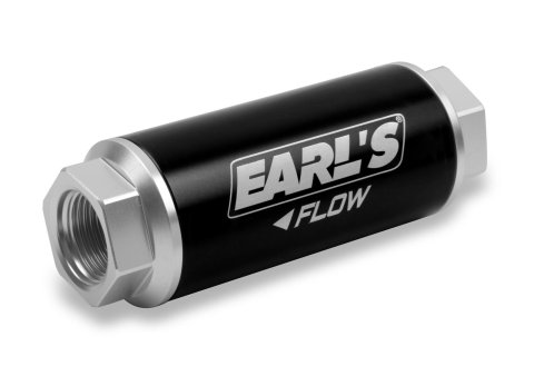 Earl's Performance Inline 40 Microns Fuel Filter with -12 AN Inlet Size 230620ERL Filter, Inline, microns, Black Housing, Stainless Steel Mesh Element, O-ring, Female Threads