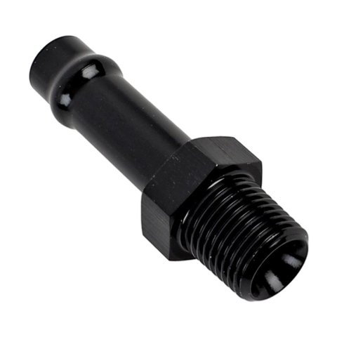 Earl's Performance Vapor Guard Hose Ends 781652ERL Ends, Guard, Socketless Barb, Straight, 5/16 in. Size, Aluminum, Black Anodized, 1/8 in. NPT Adapter Size, Male Threads, Each
