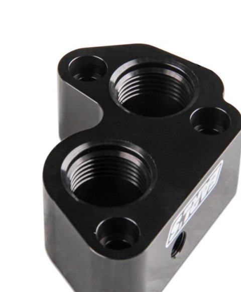 Earl's Performance Electric Water Pump Block Adapters LS0022ERL Port Adapters, Billet Aluminum, Black Anodized, Four -12AN Female Ports, Gaskets, Bolts, Chevrolet, LS, Pair