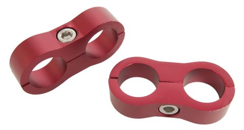 Russell AN Hose Separators 654320 and Line Mounting Clamps, Separators, 2 Capacity, Aluminum, Red Anodized, 0.813 in. O.D., for -10 Braided Hose, Pair