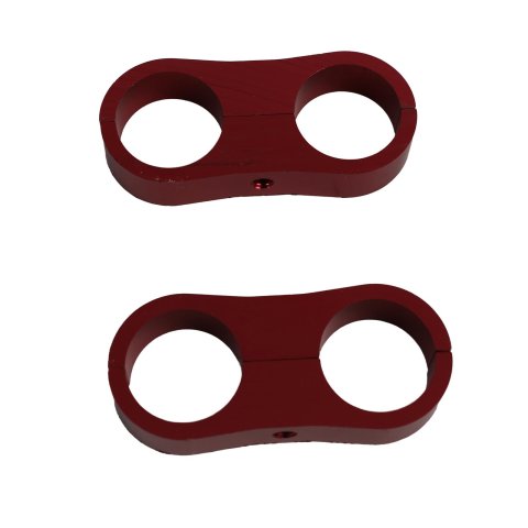 Russell AN Hose Separators 654330 and Line Mounting Clamps, Separators, 2 Capacity, Aluminum, Red Anodized, for Use with -12 Braided Hose, Pair