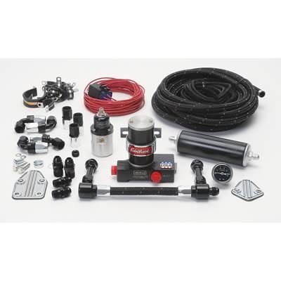 Russell Complete Carbureted Fuel System Kits 641523 Kit, Pump, Regulator, Filter, Lines, Silver, Black Fittings, Holley/Demon, Kit