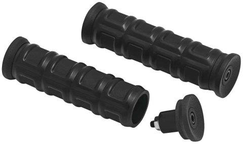 Kuryakyn Dillinger Grips 6679 Grips, Dillinger, Rubber/Aluminum, Satin Black, Twist Throttle Compatible, 7/8 in. Bar Diameter, Universal, Pair