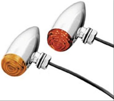 Kuryakyn Super-Bright Mini LED Bullet Lights 2500 LED, Bullet, 1.250 in. Diameter, 3.000 in. Length, Smoke Lens, Amber LED, Chrome, Pair