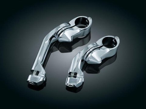 Kuryakyn Adjustable Tour-Tech Short Cruise Mounts 4520 Foot Peg Mounts, Mounts, Adjustable, Steel, Chrome, Pair