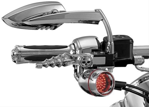 Kuryakyn Scythe Mirrors 1449 Mirrors, Scythe, Custom, Flat, Manual Adjustment, Chrome Aluminum Housing, Pair