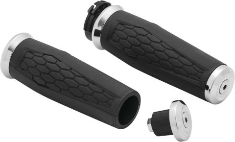 Kuryakyn Hex Grips 5920 Grips, Hex, Aluminum, Chrome, Twist Throttle Compatible, 1 in. Bar Diameter, Harley-Davidson®, Pair