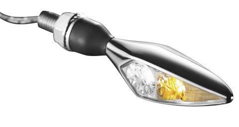 Kuryakyn Kellermann Micro Rhombus Collection Turn Signals 2538 Signal, Rhombus, LED, Clear Lens, White/Amber Light, Chrome Housing, Each