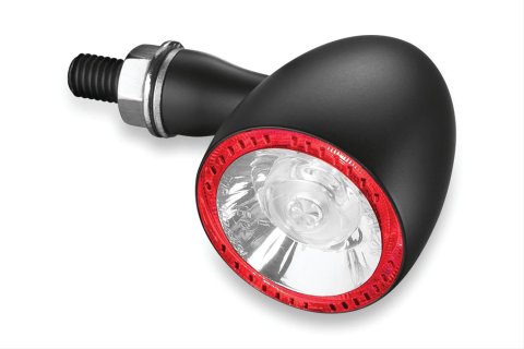 Kuryakyn Kellermann Bullet 1000 Marker Lights 2555 Light, 1000, 1.500 in. Diameter, LED, Red Lens, Amber/Red LED, Diecast, Satin Black, Each