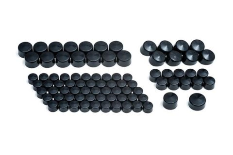 Kuryakyn Kool Kaps Bolt Covers 2465 Covers, Kaps, Engine Kit, Plastic, Gloss Black, Harley-Davidson®, Set of 62