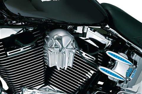Kuryakyn Skull Horn Covers 7718 Cover, Skull, ABS Plastic, Chrome, Adhesive Mount, Harley-Davidson®, Each