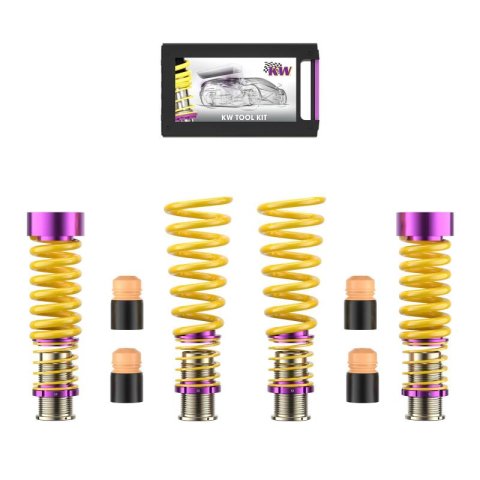 KW HAS Coilover Kits 25385010 Kits, HAS, 0.0 - 0.8 in. Lowered Front, 0.2 - 1.0 in. Lowered Rear, Yellow Powdercoated Springs, Nissan, Kit