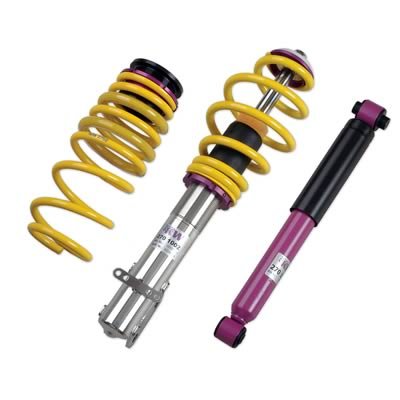 KW Variant 1 Coilover Kits 10227002 Kits, 1, 1.5 - 2.7 in. Lowered Front, 1.2 - 2.0 in. Lowered Rear, Natural/Purple Shocks, Yellow Powdercoated Springs, Chrysler, Kit