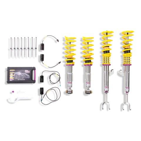 KW Variant 3 Coilover Kits for 2012-2018 M6 - 3522000V Kits, 3, 0.4 1.6 in. Lowered Front, 0.4 1.6 in. Lowered Rear, Shocks, Yellow Powdercoated Springs, BMW, Kit