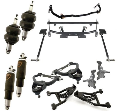 RideTech 1973-74 Nova Air Suspension Systems 11260397 System, Lowered, TQ ShockWave, Bolt-On 4 Link System, Upper And Lower Strong Arms, Tall Spindles, MuscleBar, Chevy, Kit