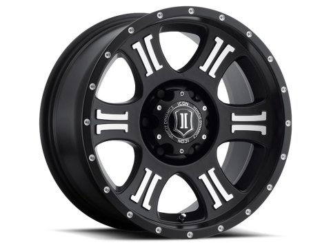Icon Alloys Shield Satin Black with Machined Face Wheels 17x8.5 Wheel, SHIELD SAT BLK MACH - 17 X 8.5 / 6 X 135 / 6MM / 5" BS