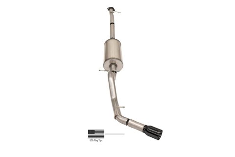 Corsa Sport Exhaust Systems for 2017-2022 COLORADO - 14928BLKUSA System, Sport, Cat-back, Single, Stainless Steel, Natural, Black Tip with American Flag Logo, Side Exit, Chevrolet, 3.6L, Kit