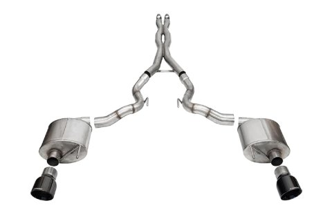 Corsa Sport Exhaust Systems for 2024 MUSTANG - 21274BLK System, Sport, Cat-Back, 304 Stainless, Natural, Black PVD Coated Tips, Slant Cut Tips, Convertible, Ford, Kit