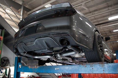 Corsa Track Exhaust Systems for 2015-2017 MUSTANG - 21086BLK Exhaust, Axle-Back Dual Rear, Series 3.0 in. System with 4.5 in. Black Pro-Series Tips, Ford, Kit
