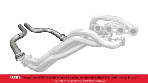 Corsa Long Tube Header Connection Pipes for 2015-2023 MUSTANG - 16015 Extension, Long-Tube, Ball and Socket Flange, 3 in. Diameter, Ford, Pair