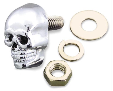 Biker's Choice Skull Krommets 491374 Bolt Dress-Up Cap, Krommet, Aluminum, Chrome, 5/8 in. Stud Length, Each