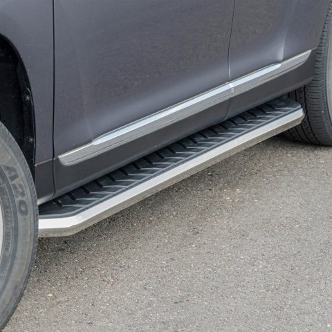 Aries Automotive AeroTread Running Boards for 2007-2013 HIGHLANDER - 2051014 Boards, Aluminum/Stainless Steel, Polished, Full Length, 70.00 in. Length, Toyota, Pair
