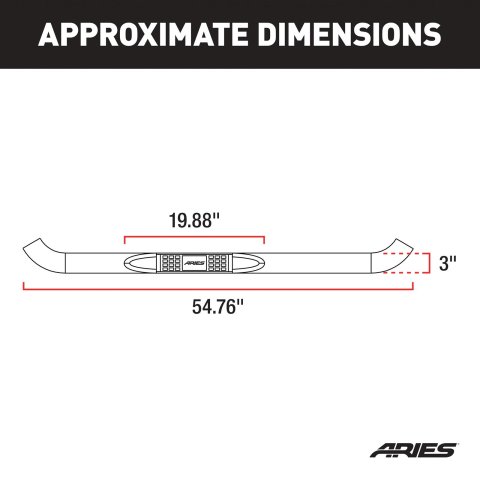 Aries Automotive 3 in. Round Side Bars for 2003-2008 RAM 3500, 2500, 2002-2008 1500 - 205013 Step Bars, Diameter, Steel, Black Powdercoated, Dodge, Pair
