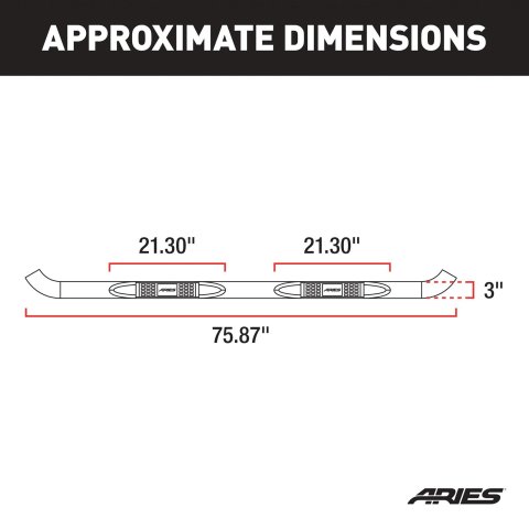 Aries Automotive 3 in. Round Side Bars for 2010-2017 EQUINOX, TERRAIN - 204032 Step Bars, Diameter, Steel, Black Powdercoated, Chevy, GMC, Pair