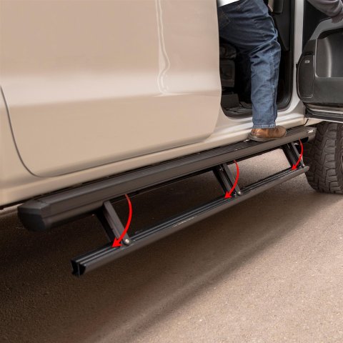 Aries Automotive ActionTrac Powered Running Boards 3047975 Boards, Aluminum, Black Powdercoated, Full Length, 83.600 in. Length, Jeep, Pair
