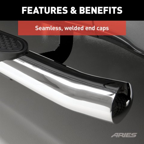Aries Automotive 4 in. Oval Side Bars for 2019-2021 1500 - S225044-2 Nerf and Step Bars, Ram, Side,4 Stainless, Pair