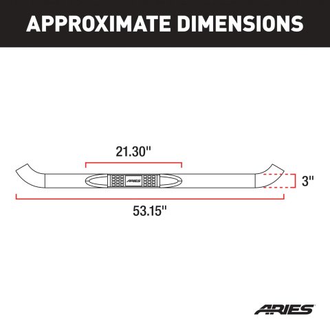 Aries Automotive 3 in. Round Side Bars 204048 Step Bars, Diameter, Steel, Black Powdercoated, Chevy, GMC, Pair