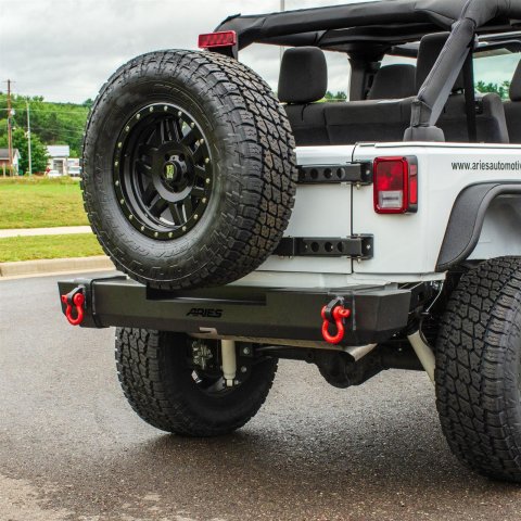 Aries Automotive TrailCrusher Rear Bumpers for 2007-2017 WRANGLER, 2018 WRANGLER JK - 2157000 Bumper, Fabricated, Steel, Black Powdercoated, Rear, Jeep, Each
