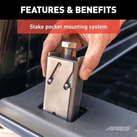 Aries Automotive Headache Rack Stake Pocket Anchors 2090613 and Window Guard Components, Stainless Steel, Natural, Mounting Bracket, Anchors, Pair