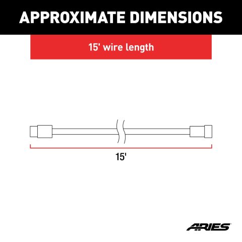 ARIES Automotive Auxiliary Light Wiring Harnesses 1501243 Harnesses, SET OF TWO 15' EXTENSION HARNESSES FOR WORKING AND FLUSH MOUNT LED'S