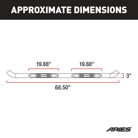 Aries Automotive 3 in. Round Side Bars for 2009-2015 PILOT - 206008 Step Bars, Diameter, Steel, Black Powdercoated, use on Honda®, Pair